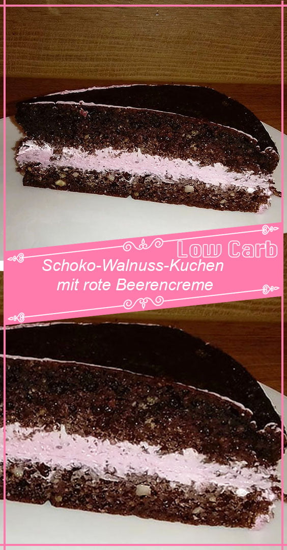 Schoko-Walnuss-Kuchen mit rote Beerencreme - Dichinteressiert