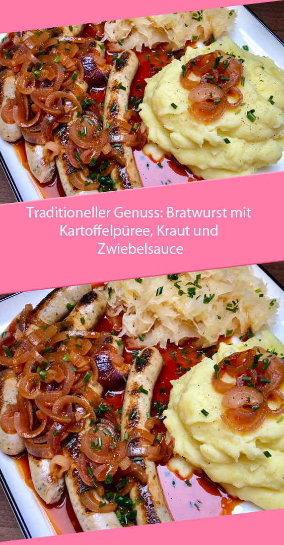 Traditioneller Genuss: Bratwurst mit Kartoffelpüree, Kraut und ...
